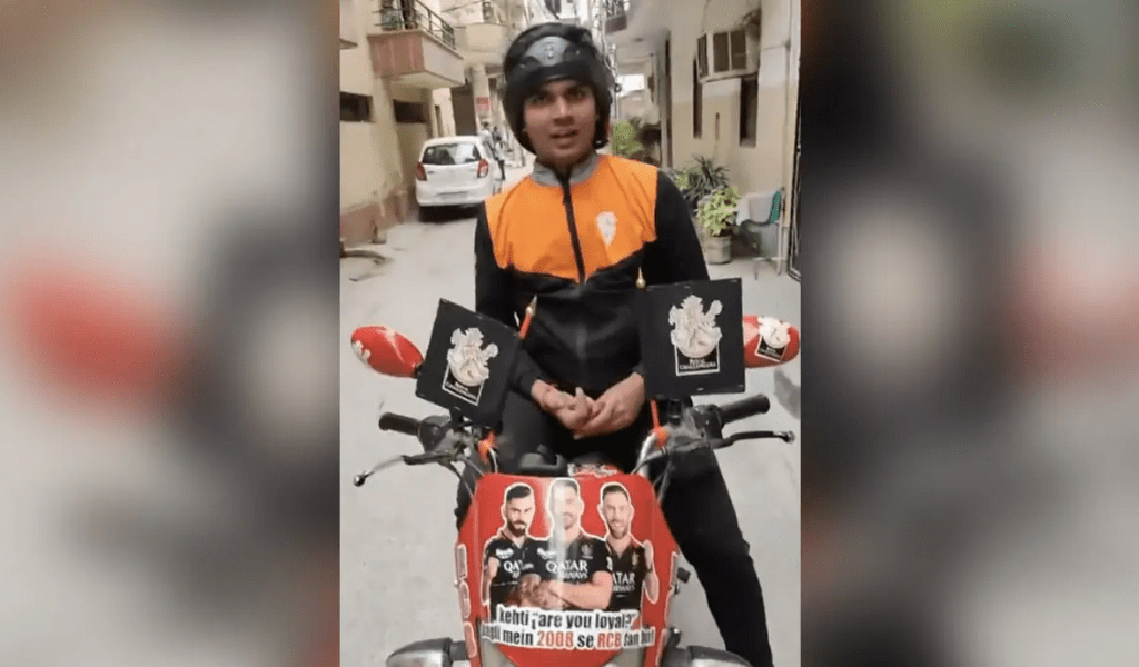 From Virat Kohli's stickers to RCB flag: Swiggy delivery agent goes viral for supporting RCB